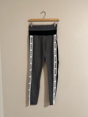 Victoria's Secret PINK Victoria's Secret Gray Logo Stripe Leggings